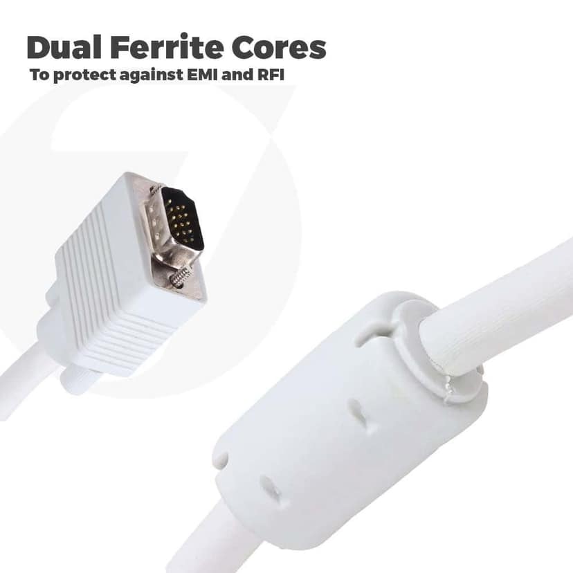 VGA Male to Male ,15-Pin Cable/Adapter for PC, Monitor, Projector, Laptop, TV, LCD/LED (White) view 2