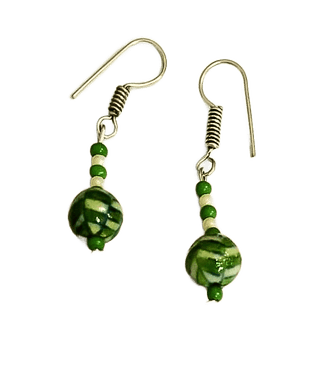 Blue Pottery Beads Earrings-(ER-07)