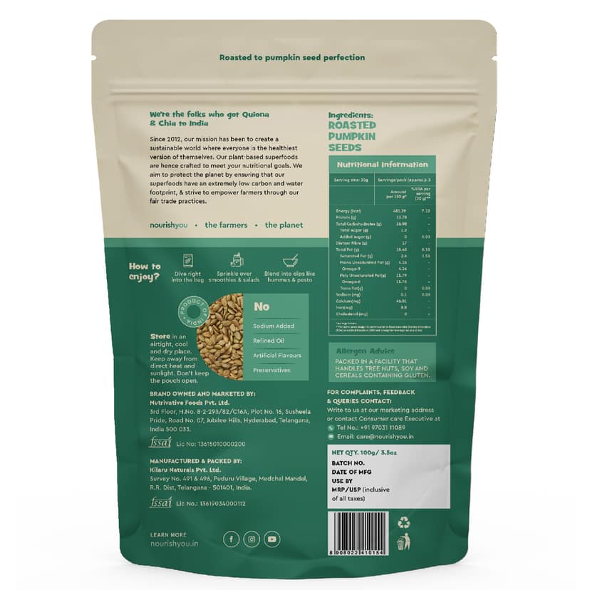 nourish you Organic Roasted Pumpkin Seeds view 2