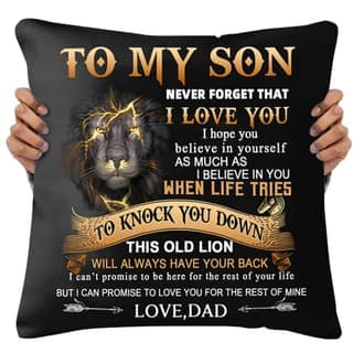 Arni Arts Dad To Son Never Forget I Love You Cushion Cover Golden 16x16 Inch