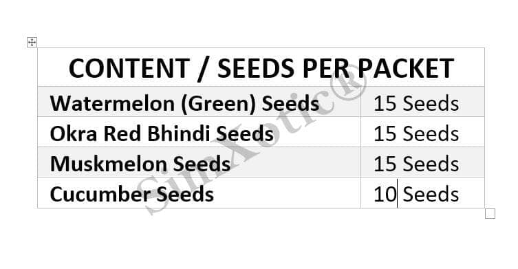 SimXotic Combo of Seeds - Watermelon, Okra Bhindi Red, Muskmelon, Cucumber Seeds (Organic) F9.13 view 2
