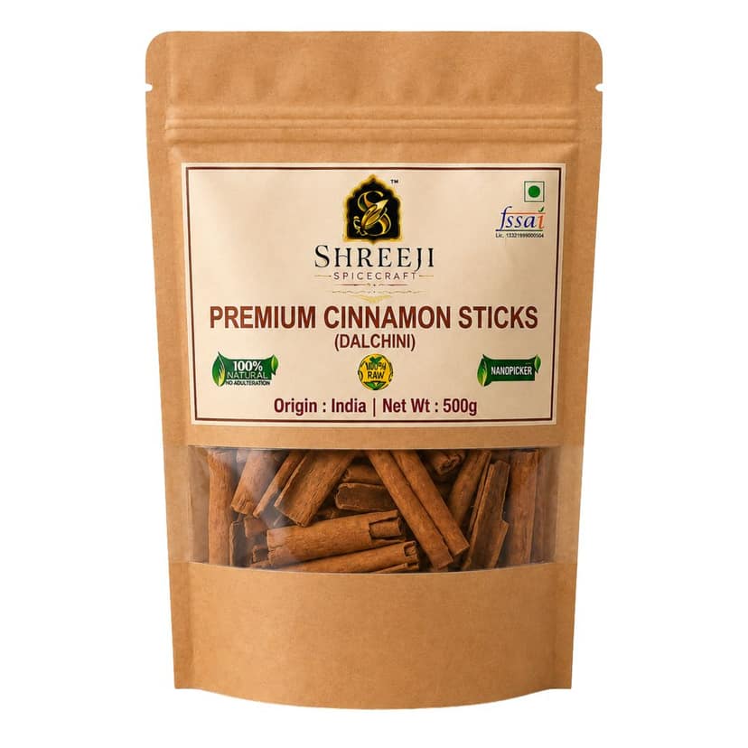 Shreeji Spicecraft Whole Cinnamon Sticks Raw Dalchini (500grams)for Cooking Tea and Baking Natural Aromatic Spices Whole Bark