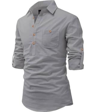 UNI VIBE Olive Cotton Blend Men's Shirt Style Kurta ( Pack of 1 )
