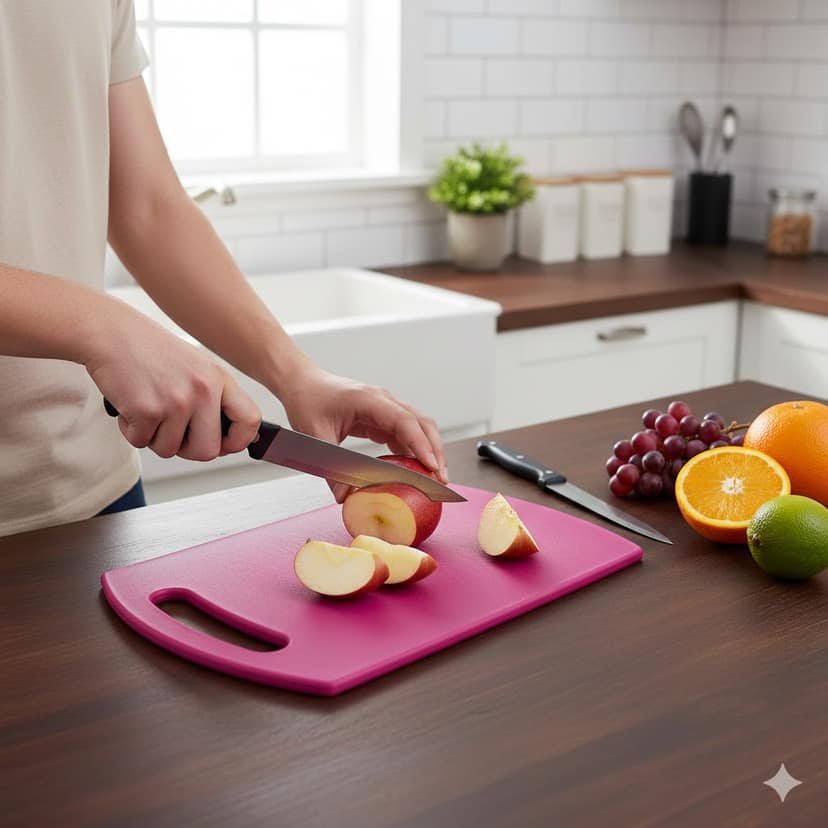 Dark Wolf Square Pink Curve Plastic Cutting and Chopping Board Lightweight Kitchen Board view 2