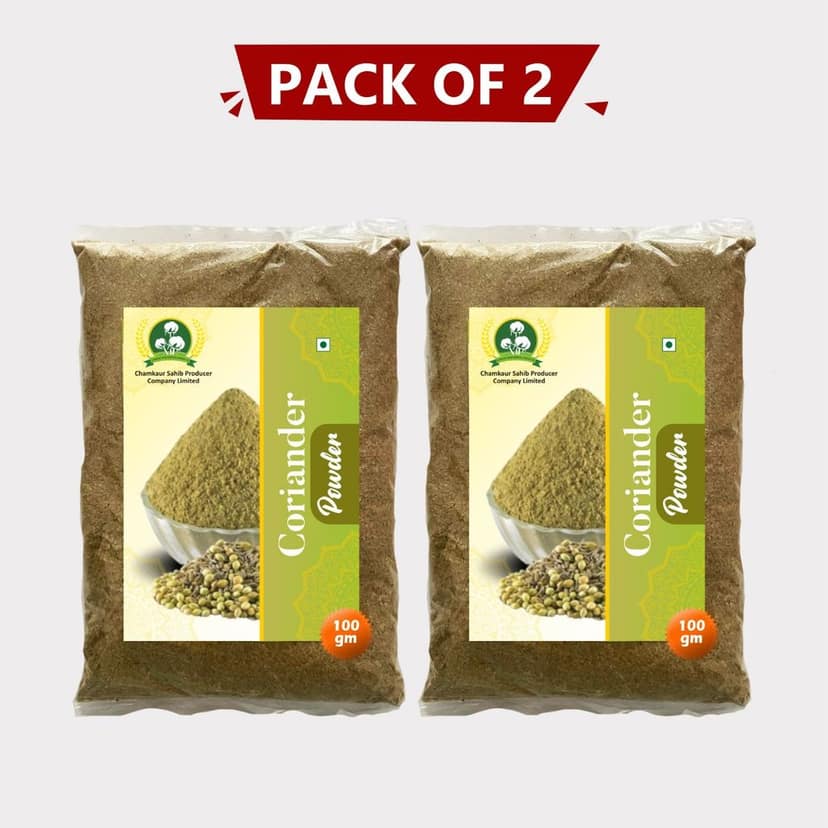 Pure Coriander Powder 200gm (Combo pack of 2 × 100 gm) by Chamkaur Sahib - Fresh, Flavorful & Sourced from Natural Farmers.