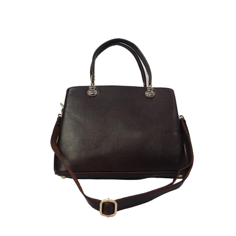 FHS Elegance Genuine Leather Handbag for Girls & Women- Black