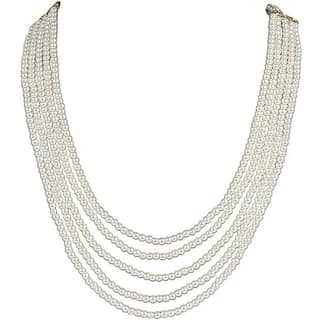 Manbhar Gems - Semi Precious Crystal Gemstone Beads Five Layer Necklace For Girl and Women Round Faceted Beaded Mala Fashion Jewellery
