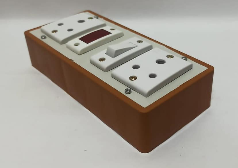 6A 2 Sockets (3 Pin Socket) & 1 Switch Extension Box with Indicator, 6A Plug & 5m Wire view 2