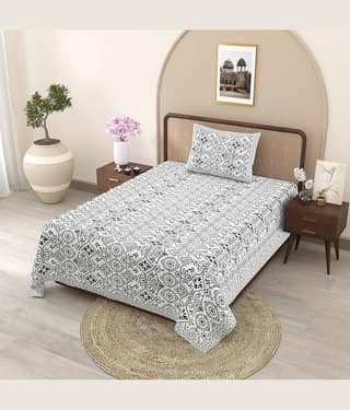 Shubastik Cotton 1 Single Bedsheet with 1 Pillow Cover ( Black )