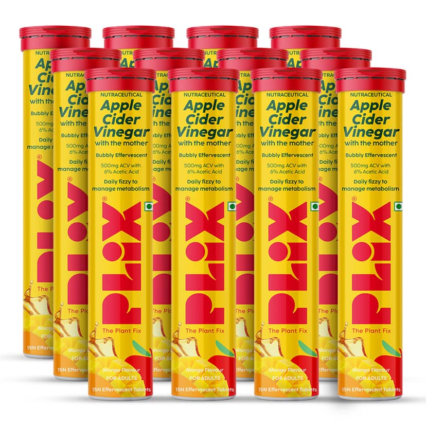 Apple Cider Vinegar Effervescent Tablet with mother (vitamin B6 & B12) Pack of 12 Tubes__3 Months__180 Tablets