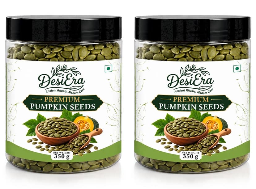 DesiEra Premium Pumpkin Seeds (Kaddu) | 700g (350g+350g) | Natural Green Pepitas | Rich in Protein, Magnesium & Zinc | Healthy Snack for Daily Nutrition
