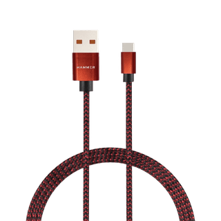 Hammer Unbreakable 3.1A Fast Charging Braided Cable 1 Meter (Red)