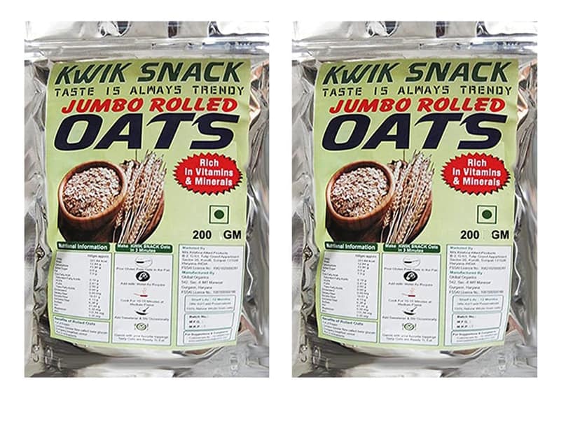 KWIK SNACK Combo Pack of 2 JUMBO ROLLED OATS (200 GM EACH) 2 X 200 GM = 400 GM view 2