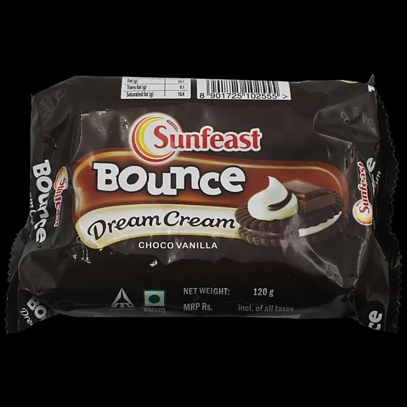 Sunfeast Bounce Dream Cream Biscuits - Choco Vanilla, 120 G Pouch