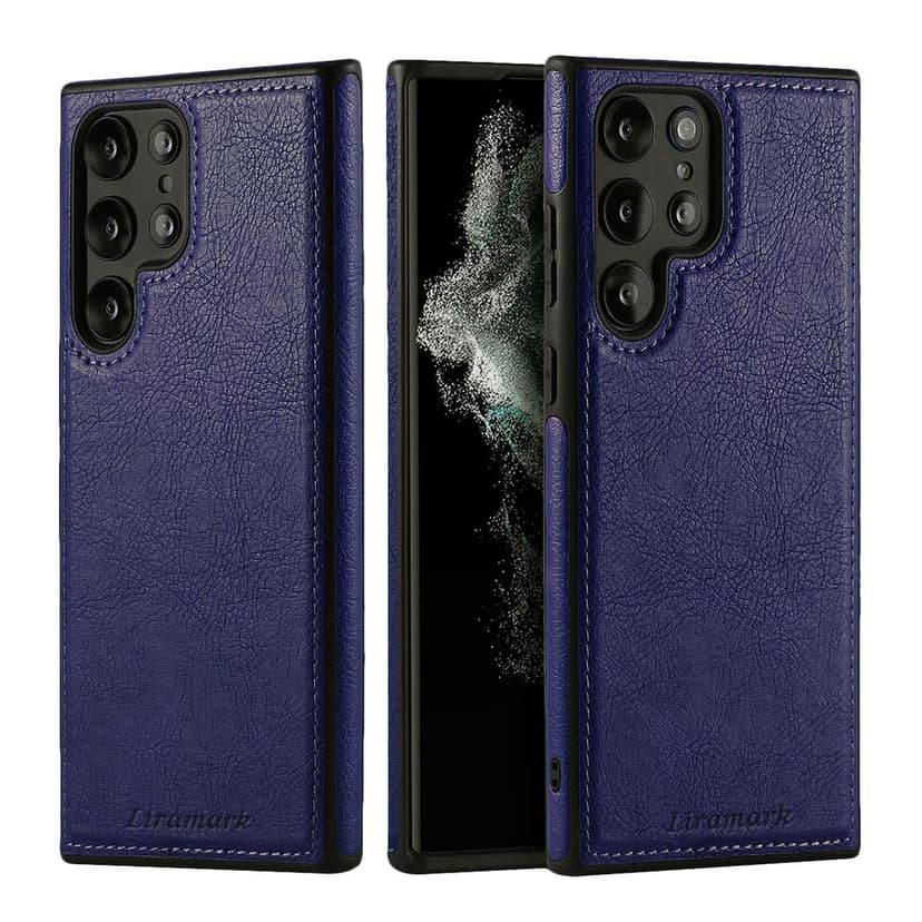 LIRAMARK PU Leather Flexible Back Cover Case Designed for Samsung Galaxy S22 Ultra