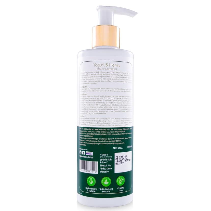 VI-JOHN PRAKRITIK Yogurt & Honey Conditioner, Restores Hair Moisture, Made With Natural Bio-Active (250 ml) view 2