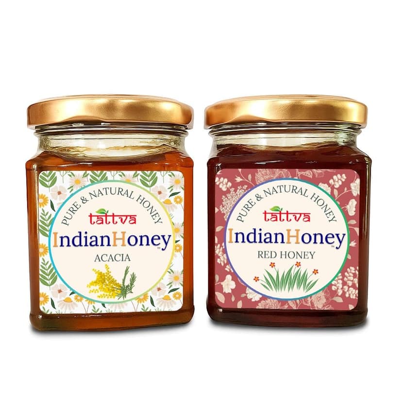 IndianHoney Red Honey & Rajasthan Acacia Honey Combo Pack (230gm & 230gm)