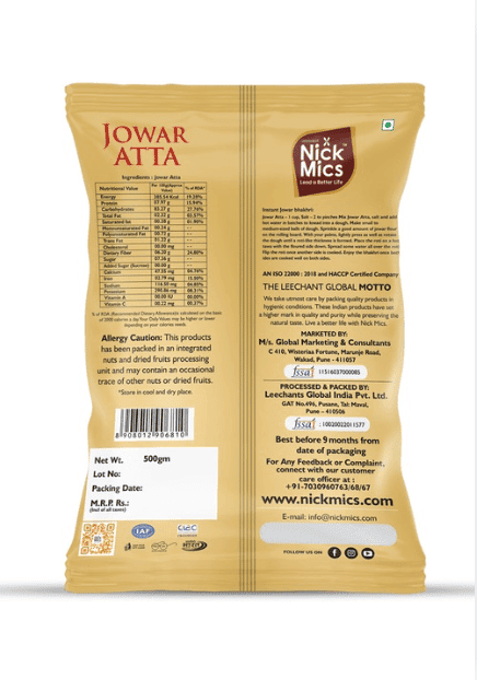 NICKMICS JOWAR ATTA 500GM view 2