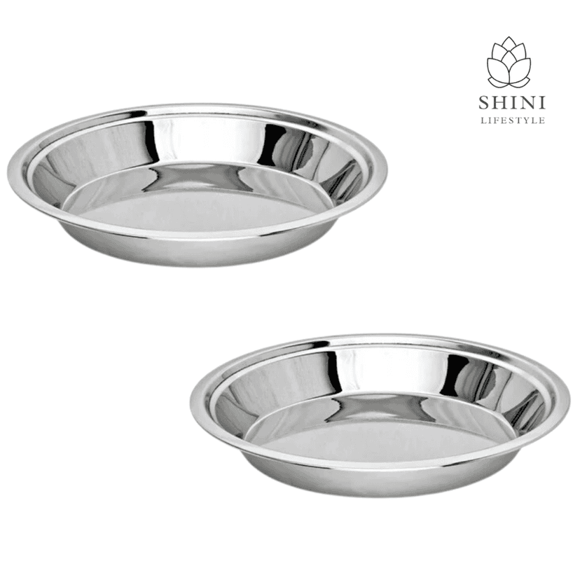 SHINI LIFESTYLE Stainless Steel Atta Parat, Silver Paraat, Steel Parat for Dough, Atta Parat Steel for Kitchen (Dia -31cm, 2pc)