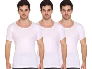 VIP Supreme Men's Round Neck Half Sleeve 100% Cotton White Vest, Moisture Absorbent Inner wear for Men - Pack of 3 - 4XL