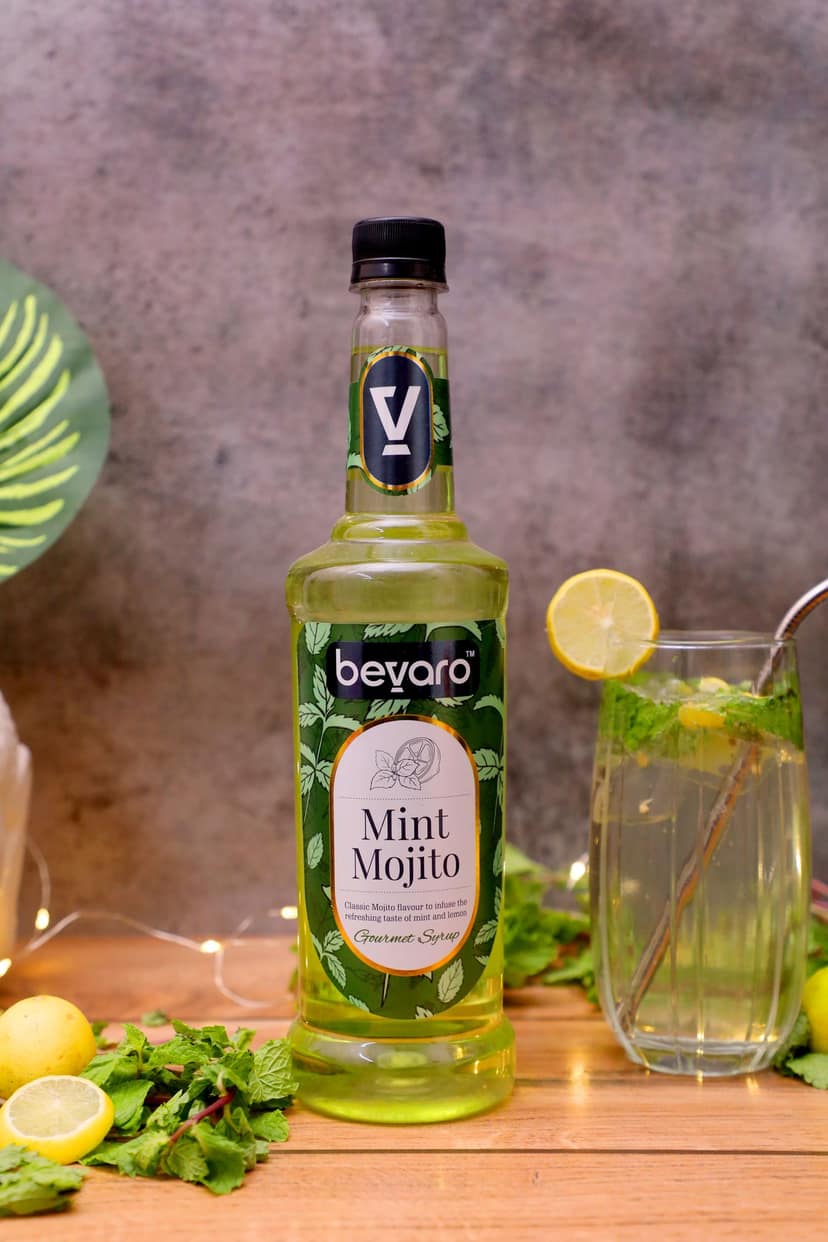 BEVARO Mint Mojito Syrup, Refreshing Gourmet Syrup for Mocktails & Mixers Mint Mojito (750 ml, Pack of 1)