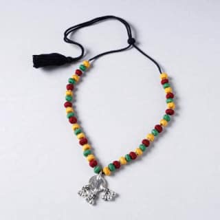 Multicolor Lambani Thread & Bead Work Coin Pendant Necklace