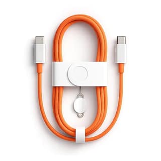 Voltua Type-C to Type-C Fast Charging Cable | 60W, Nylon Braided-Orange