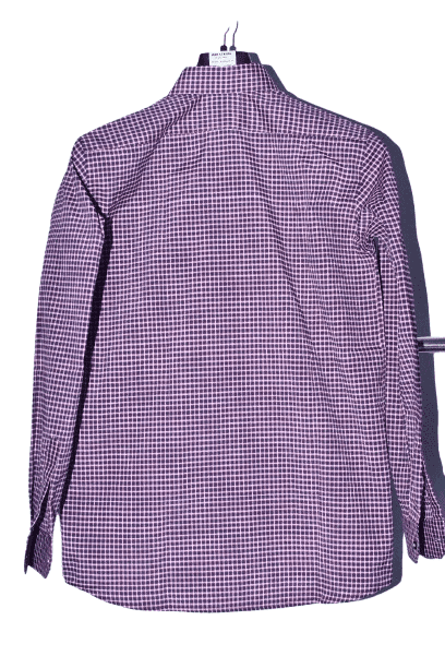 Men's Purple and White Gingham Button Down Shirt view 2