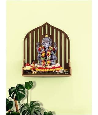 Home Sparkle Brown Wood Hanging Mandir
