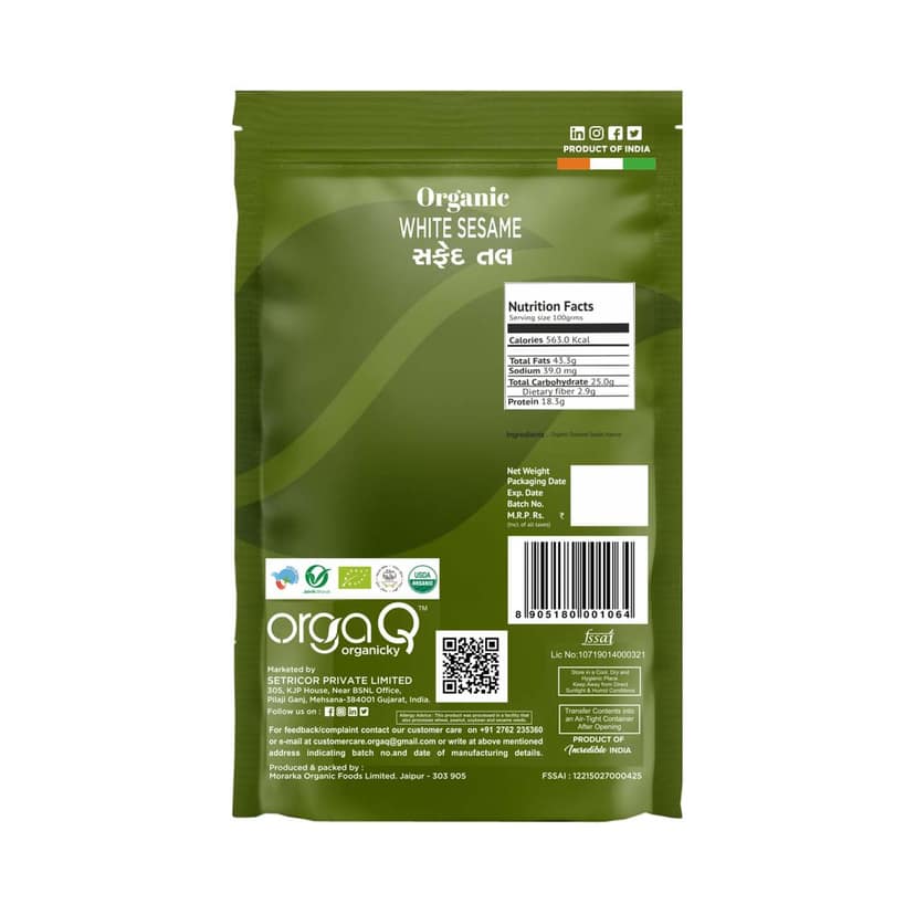 Orgaq Organicky Organic White Til/Sesame Seeds view 2