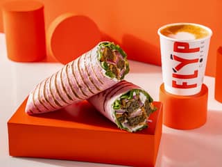Falafel crunch wrap + any coffee