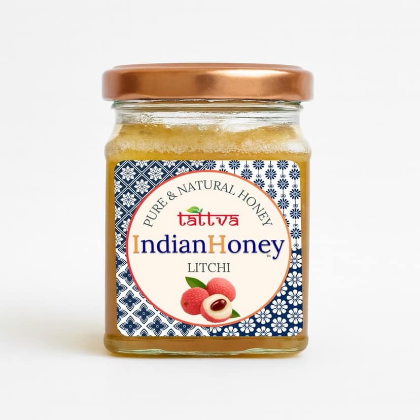 IndianHoney Buttery & Cognitive-Boosting Litchi Honey & Ayurvedic & Stress-Relief Tulsi Infused Honey Combo Pack (230gm & 230gm) view 2