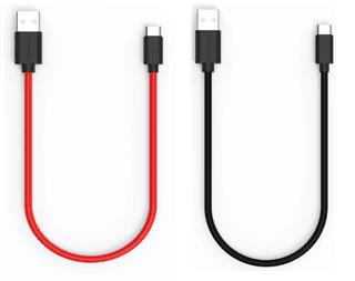 Twance 0.25 Meter small Type C to USB Fast charging and data transfer Cable, Red and Black Color (Pack of 2)