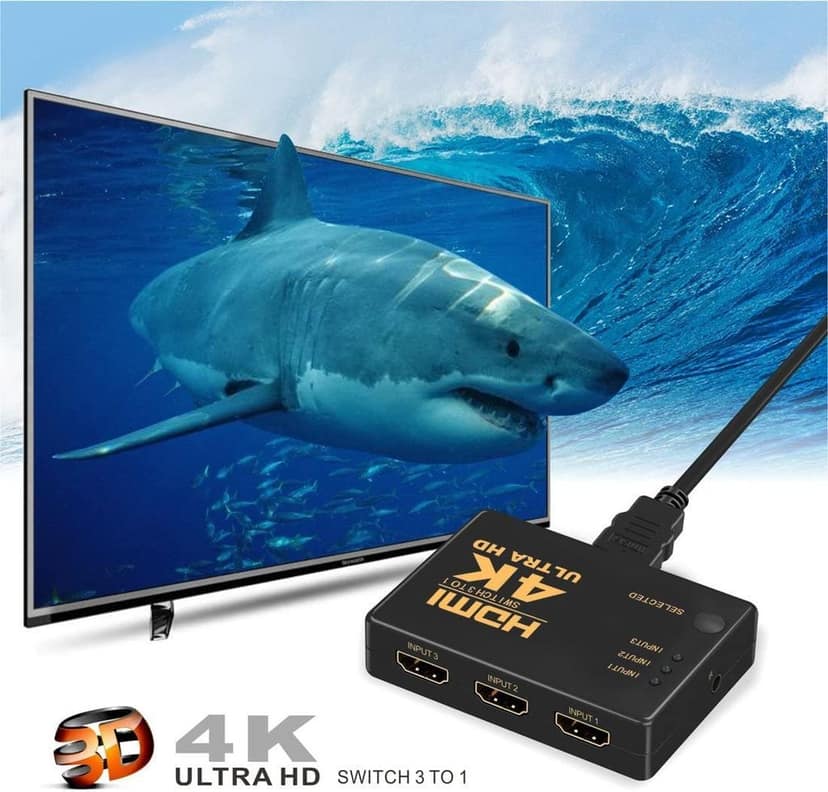 4K Ultra HD HDMI Switch 3 to 1 HDTV (Black) view 2