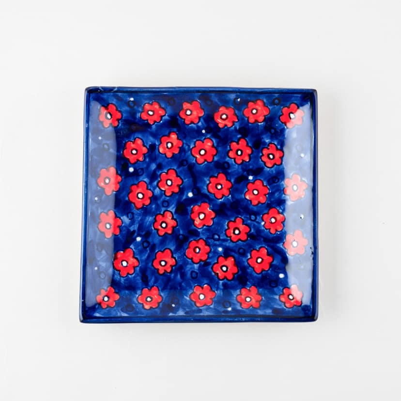 Floral Ceramic Square Serving Platter [Pack Of 1](7 Inches x 7 Inches) view 2