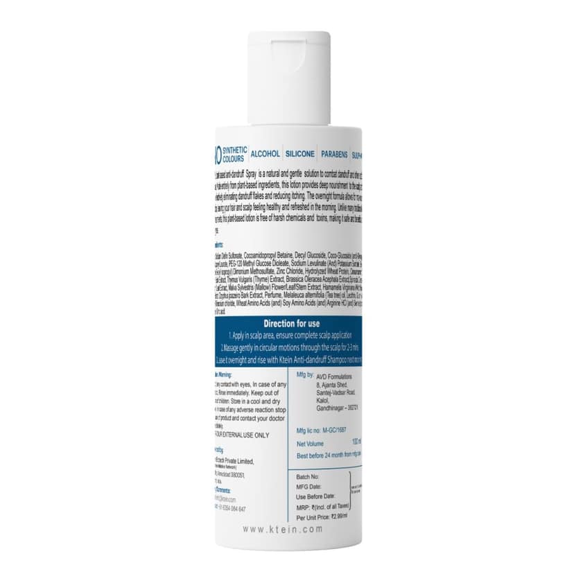 Ktein Natural 100% Plant Based Gentle Scalp Dandruff Shampoo (100ml) view 2