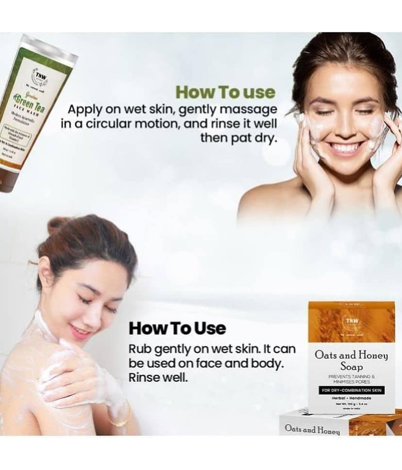 TNW The Natural Wash Green Tea Face Wash 100 ml & Oats Honey Handmade Soap 100 gm | Brightening Cleansing & Moisturising Pack of 2 view 2