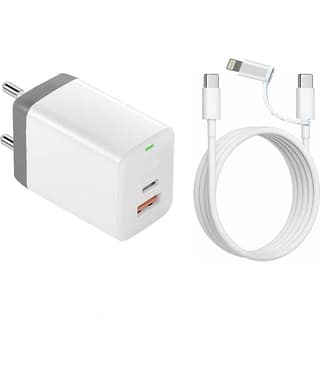 Avista True All in One 120W 8.1Amp USB+ Type-C Dual Charging with 2 in 1 Convertible Cable USB-C to USB-C & iPhone