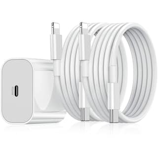 Dr Vaku 20W Fast Charger Adapter, Compatible with iPhone 14, 14 Plus, 14 Pro, 14 Pro Max, 13, 12, 11 Series & iPad, with 1M Type-C to Lightning Data Cable, PD 2.0 (1 Adapter + 2 Cables)