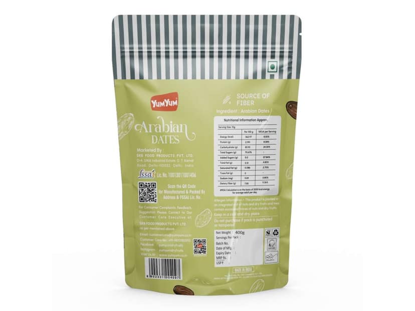 YUM YUM Arabian Dates Khajuri Khajoor Sweet Dry Fruits - 400g view 2