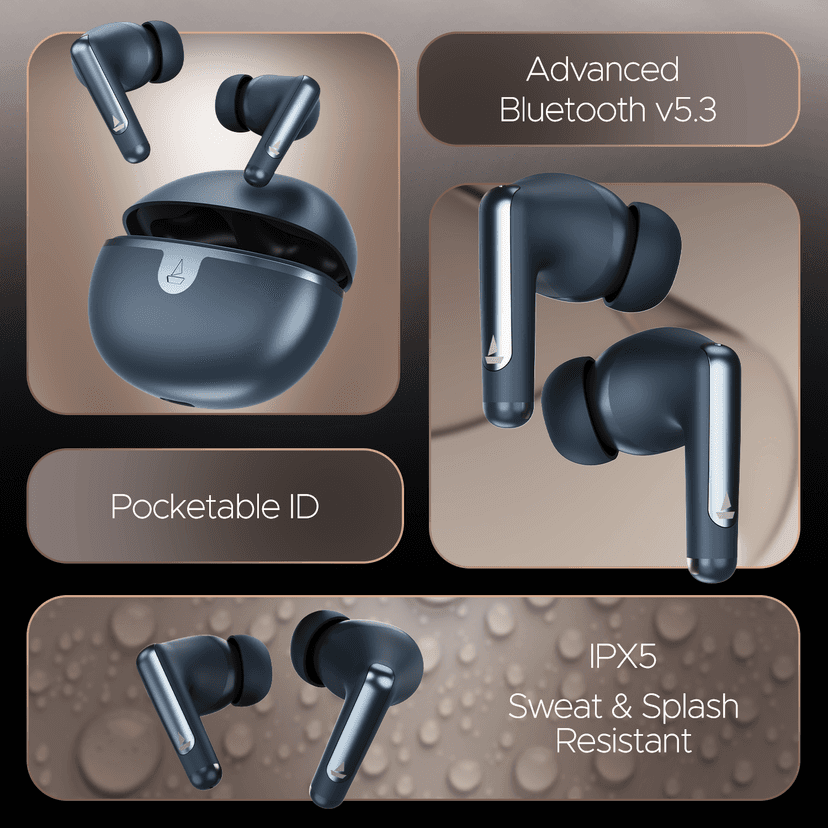 boAt Airdopes 161 ANC Elite | Wireless Earbuds with ANC up to 32dB, ENx™ Technology, BEAST™ Mode Blue view 2