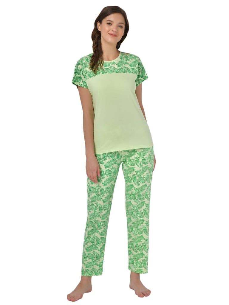 Klamotten Women's Sea Green Allover Printed Top Pyjama Set N32Gs view 2