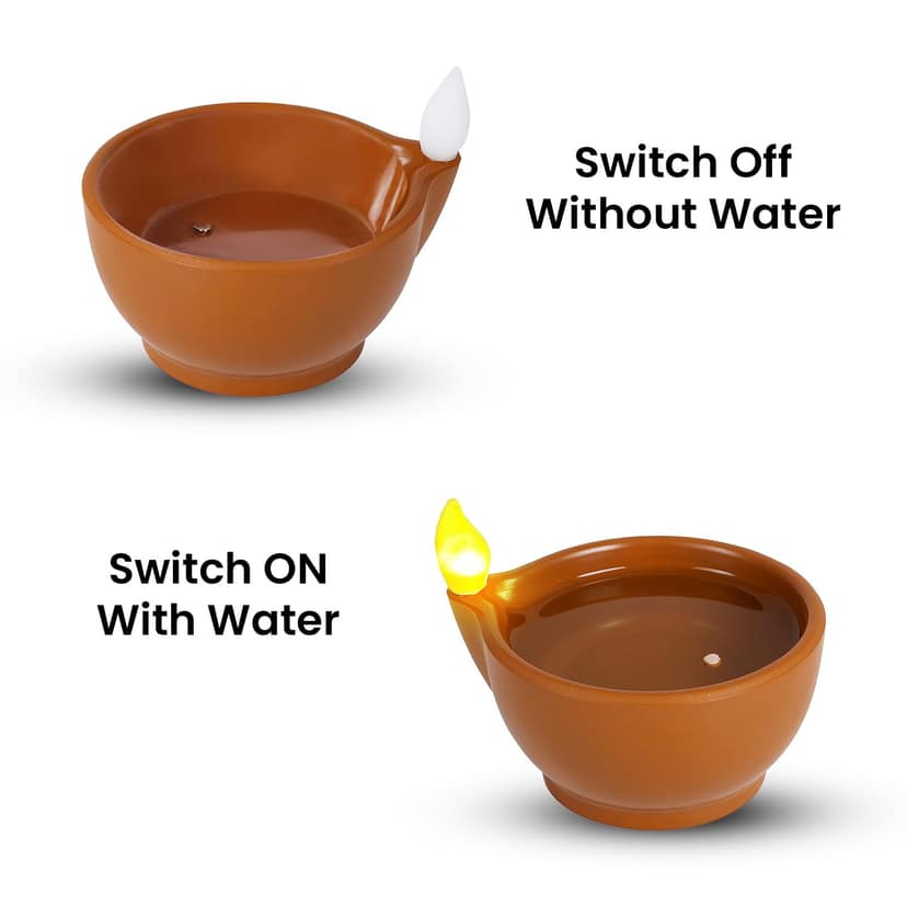 KKK Retailers LED Water Sensor Diya Set of 12 Automatically Lights Up with Water Diwali Decoration Lights LED Diyas for Pooja Home Decor Festivals and Diwali Gift view 2