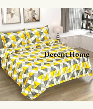 Decent Home Microfiber 1 Double Bedsheet with 2 Pillow Covers ( Yellow )