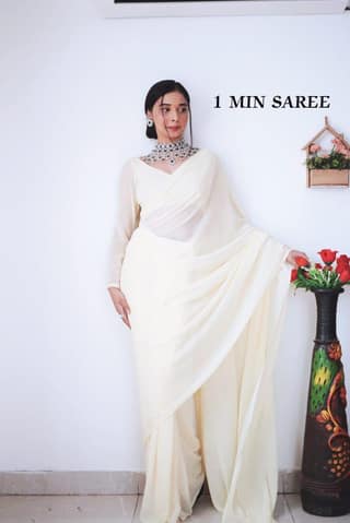 Plain Georgette Ready to Wear Saree Party Wear