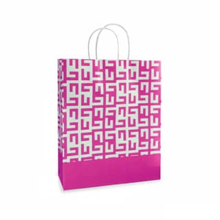 90 GSM Pink Printed Paper Gift Bags, Paper Carry Bags For Birthday Gifts, Return Gift Bags, Office Party, Corporate Gifting & Festive Gifting (Size: 12 x 10 x 4 inch) - Set of 12