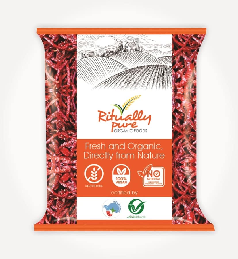 Ritually Pure 100% Organic | Natural Spices | Red Chilli Whole (Sabut Lal Mirch) | 100 Gm Pack