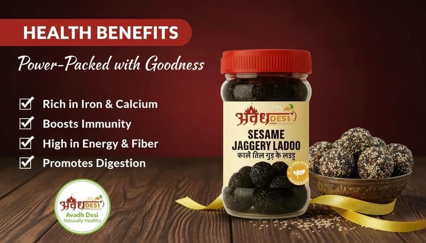 AVADH DESI FOODS – Classic Desi Til Ladoo | Old Traditional Taste Makarshankranti Special | Natural & Preservative Free | Black Till view 2
