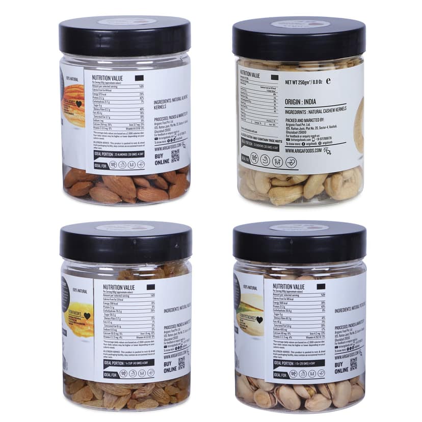 Ariga Foods Almonds, Cashews, Roasted Pistachios 200g each, Raisins 250g (850 g) view 2