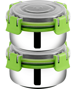 BOWLMAN Steel Green Food Container ( Set of 2 )